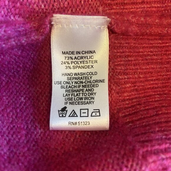 CeCe Women’s Size Large Bright Pink Long Sleeve Pearl Embellished Sweater Barbie - Picture 8 of 10